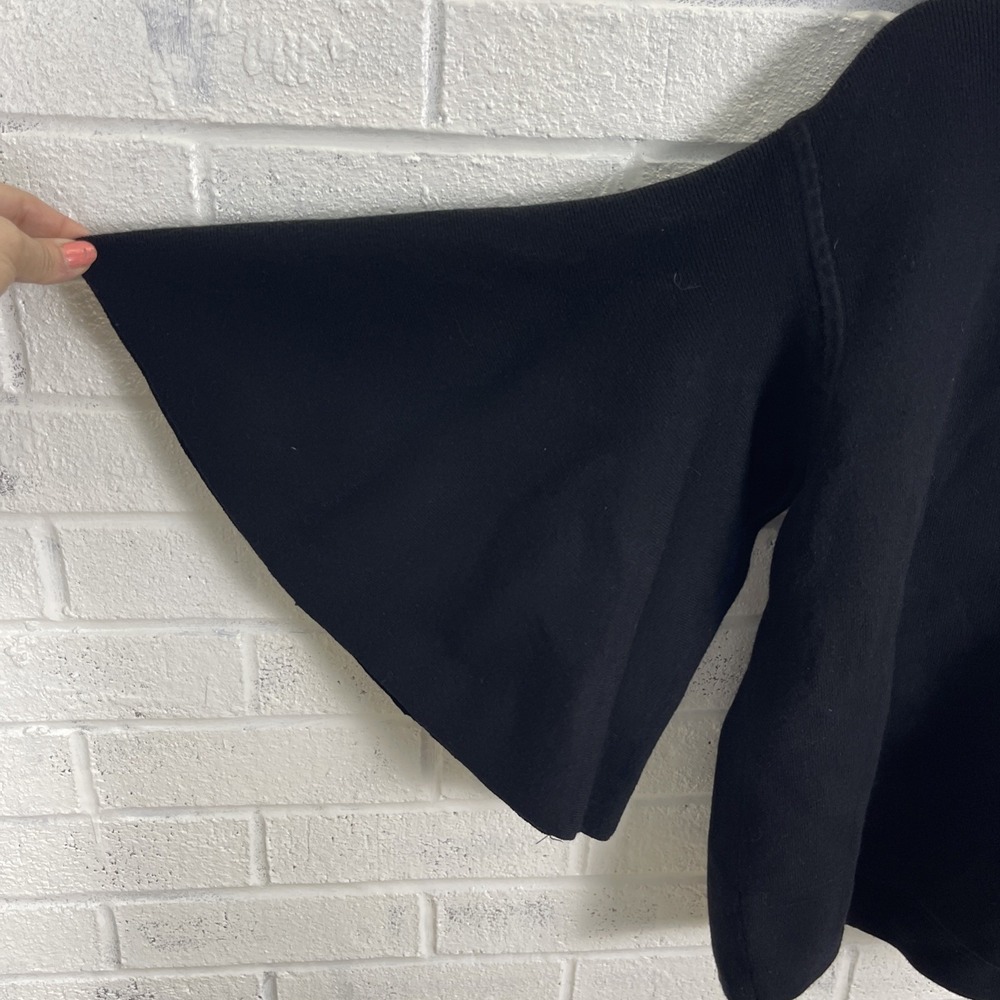 Maeve Anthropologie Hooded Bell Sleeve Sweater Womens S Black Oversized Cozy - Picture 3 of 7